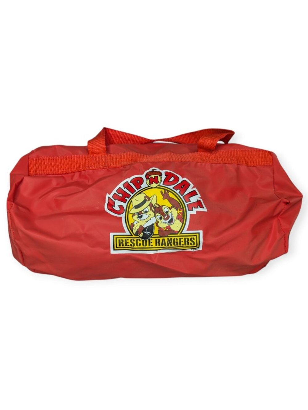 Disney Chip 'n' Dale Rescue Rangers Red Vinyl Duffle Bag 14" 1990s Vintage